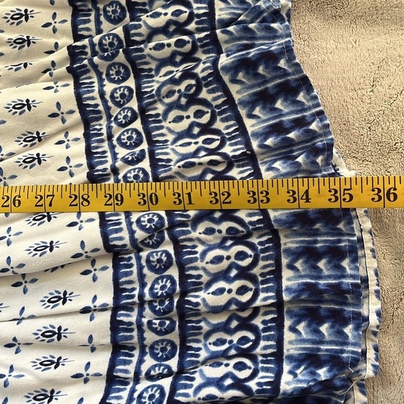 BeachLunchLounge Size XLarge Blue White Printed Off Shoulder 100% Viscose Boho - Picture 9 of 9